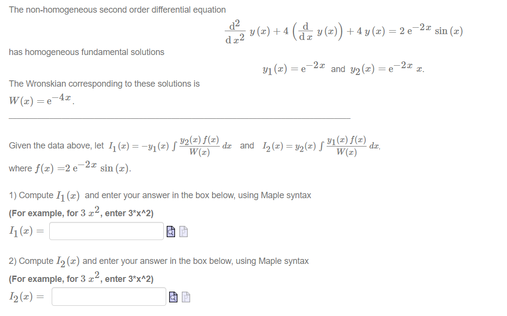 Solved The Non Homogeneous Second Order Differential 2662