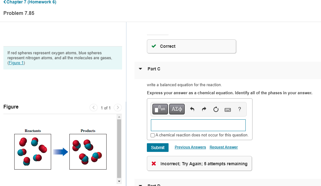 Solved Correct Part C Write A Balanced Equation For The | Chegg.com