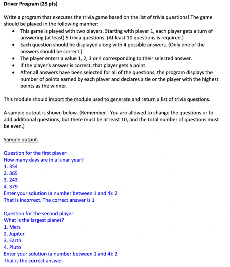 Solved Driver Program 25 Pts Write A Program That Chegg Com