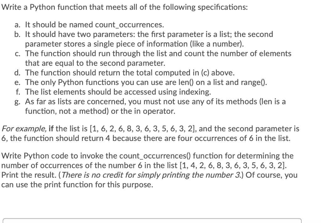 Solved Write a Python function that meets all of the | Chegg.com image.