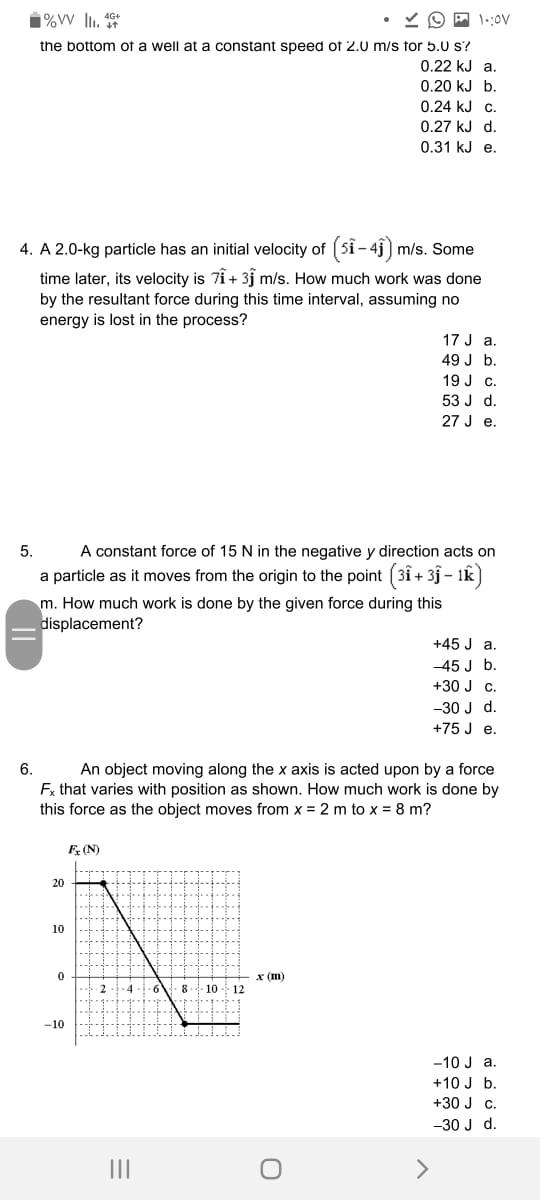 Solved 1 M A Constant Force Of 12 N In The Positive X D Chegg Com