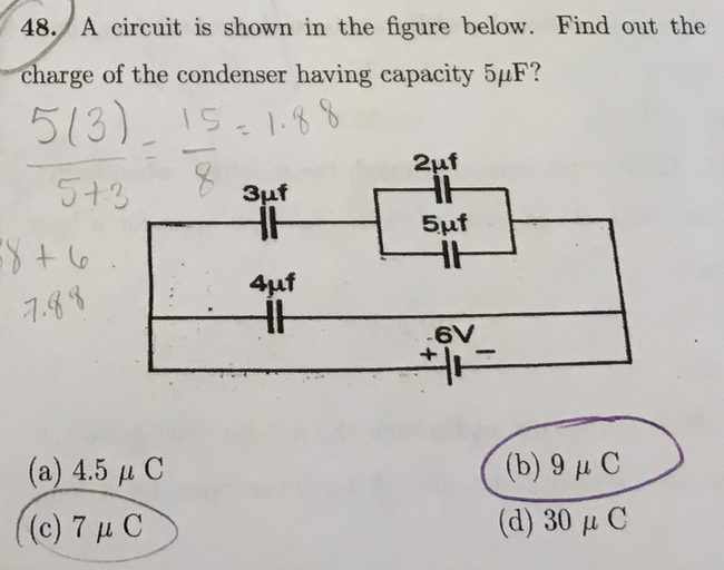 Solved 48./A circuit is shown in the figure below. Find out