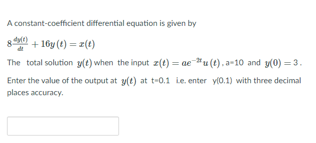 Solved A constant-coefficient differential equation is given | Chegg.com