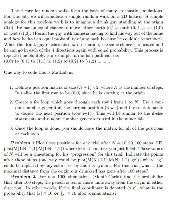 The theory for random walks form the basis of many | Chegg.com