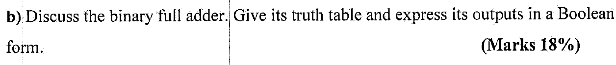 Solved A B) Discuss The Binary Full Adder. Give Its Truth | Chegg.com