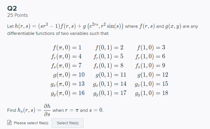 Solved Q2 25 Points Let H R 5 Sp3 1 F R S G E2 Chegg Com