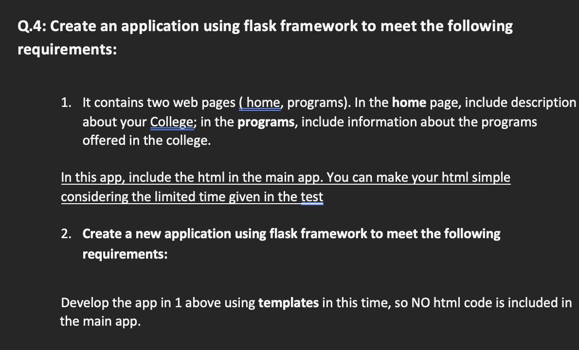 Solved Q.4: Create An Application Using Flask Framework To | Chegg.com