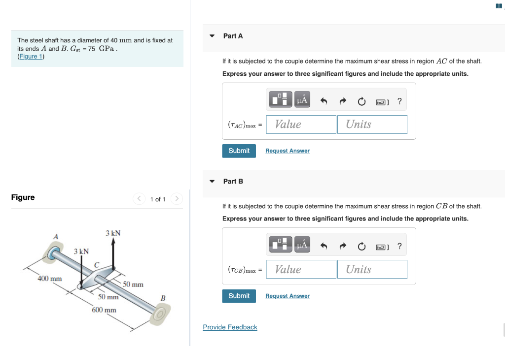 Solved The steel shaft has a diameter of 40 mm and is fixed | Chegg.com