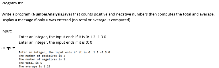 Solved Program #1: Write A Program (Number Analysis.java) | Chegg.com