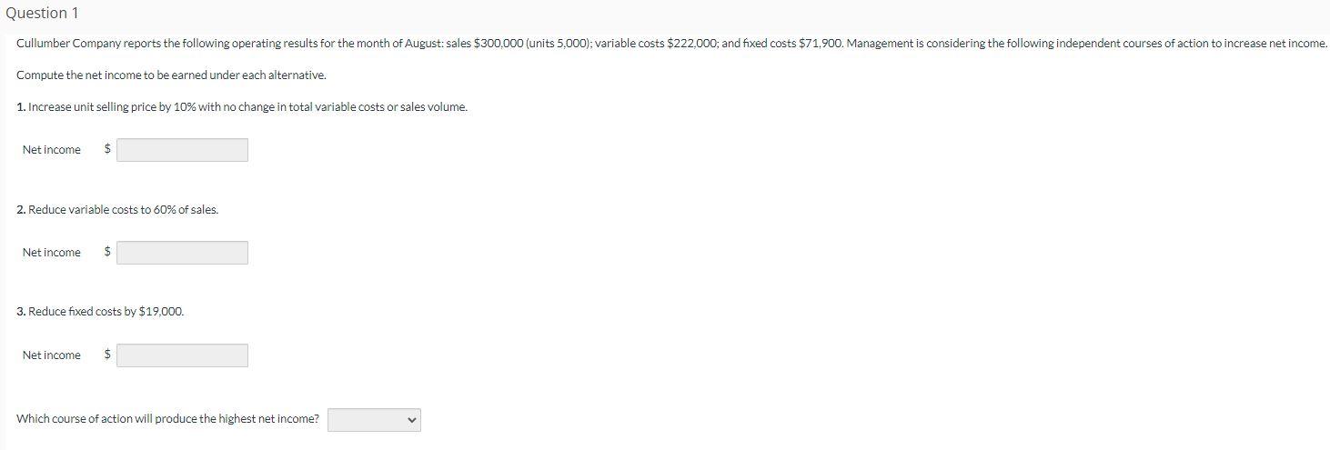 Solved Compute the net income to be earned under each | Chegg.com