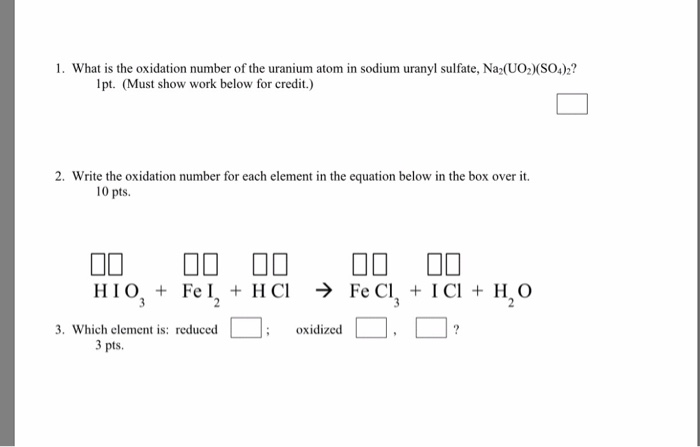 Solved What is the oxidation number of the uranium atom in | Chegg.com