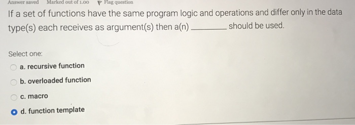 Solved If a set of functions have the same program logic and | Chegg.com