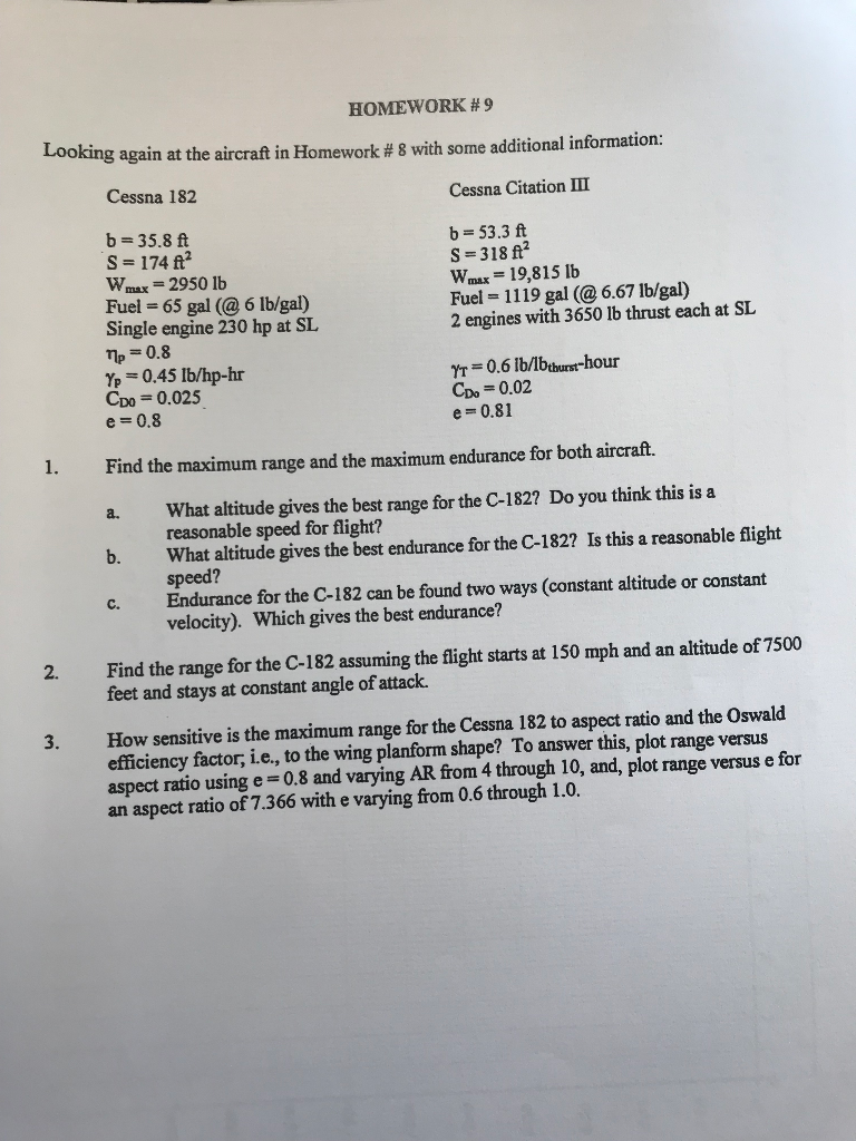 HOMEWORK # 9 Looking again at t he aircraft in | Chegg.com