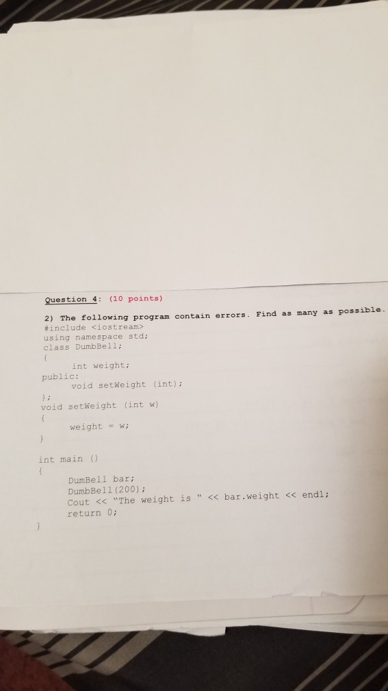 Solved Question 4: (10 points) 2) The following program | Chegg.com
