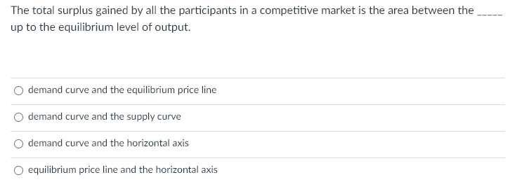 Solved The total surplus gained by all the participants in a | Chegg.com