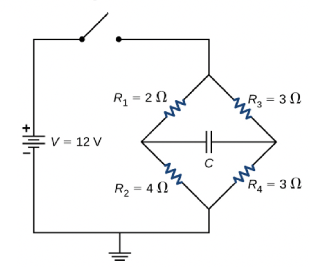 Solved Consider the circuit below. The capacitor has a | Chegg.com