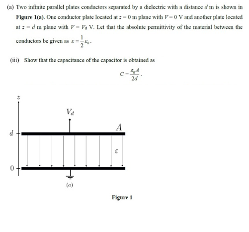 Solved (a) Two infinite parallel plates conductors separated | Chegg.com