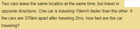 Solved Two cars leave the same location at the same time, | Chegg.com