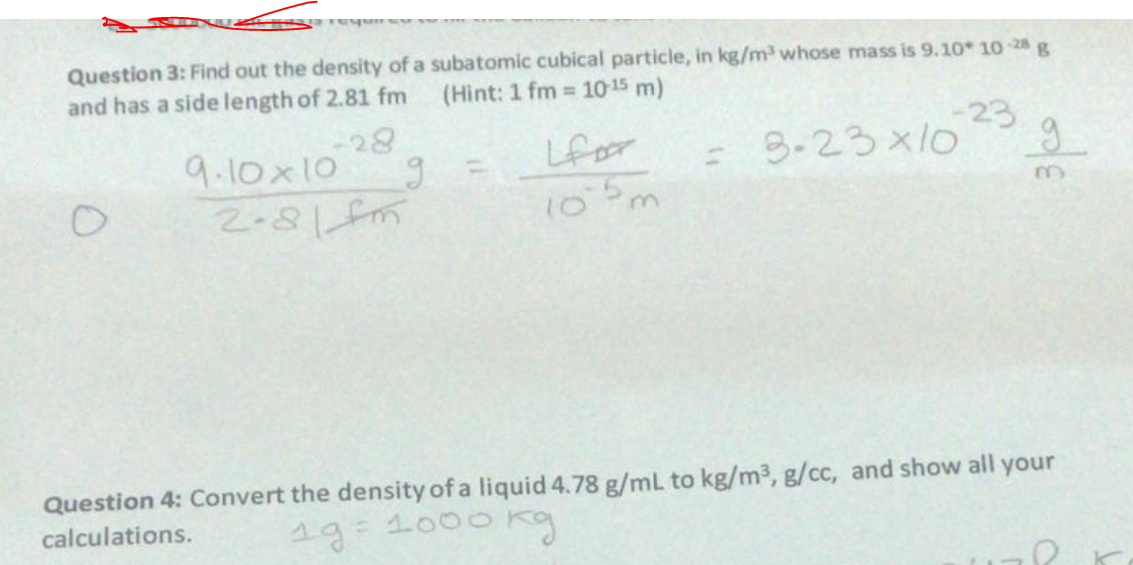 Solved Question 3 Find Out The Density Of A Subatomic Chegg Com