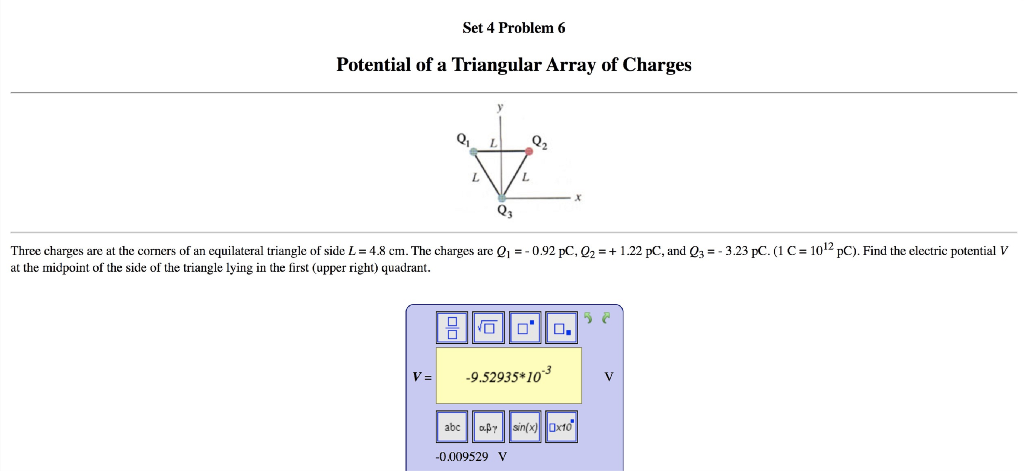 Solved Set 4 Problem 6 Potential of a Triangular Array of | Chegg.com