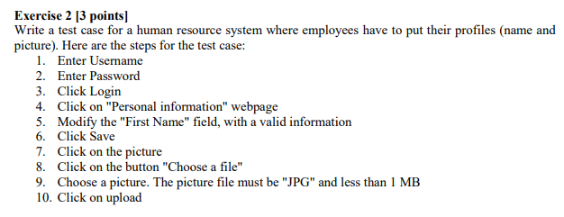 Solved Exercise 2 [3 points] Write a test case for a human | Chegg.com