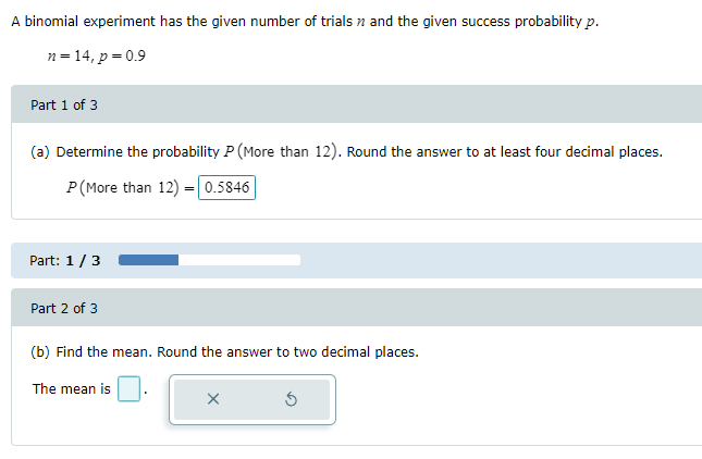 Solved A binomial experiment has the given number of trials | Chegg.com