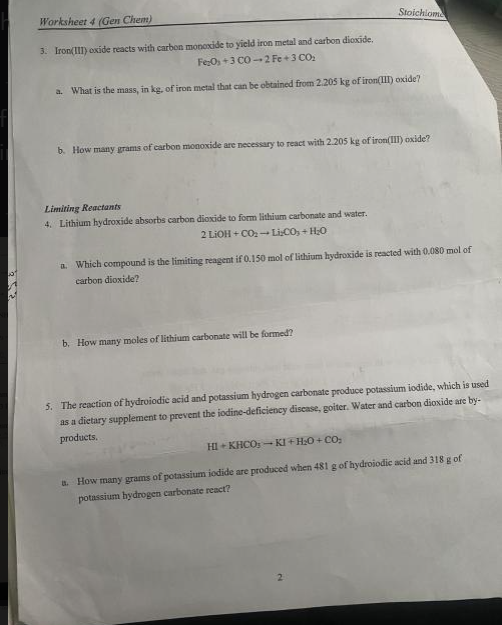 Solved 3. Iron(III) oxide reacts with carbon monoxide to
