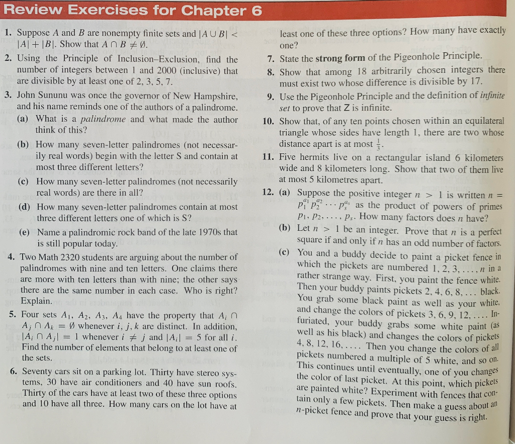 Solved Need Answers For The Review Exercises Chapter 6... | Chegg.com