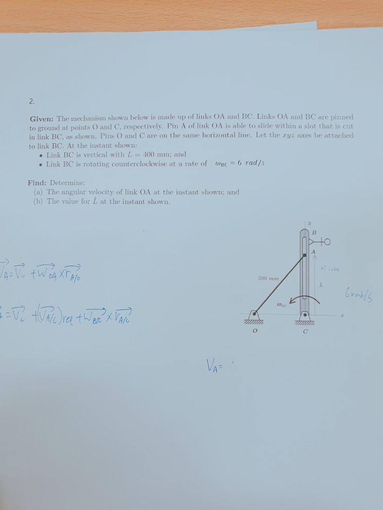 Solved 2. Given The mechanism shown below is made up of