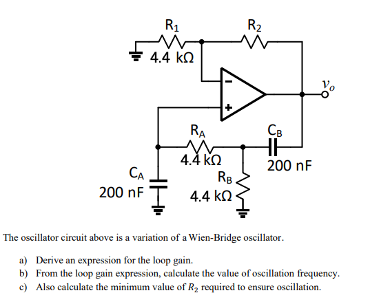 Solved R2 R1 M = 4.4 k2 RA CB HE 200 nF CA 200 nF 4.4 ΚΩ RB | Chegg.com