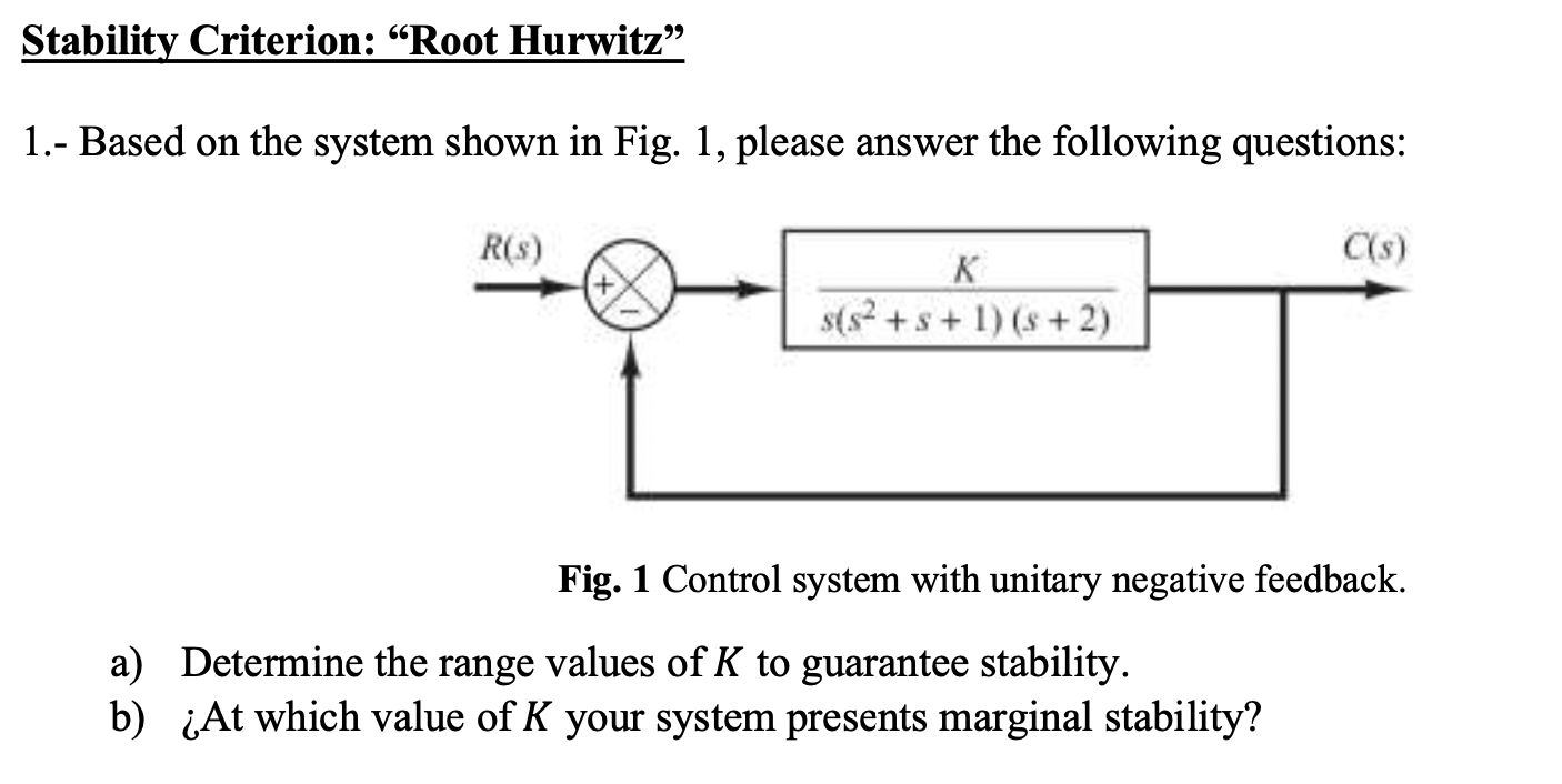 Solved 1.- Based on the system shown in Fig. 1, please | Chegg.com