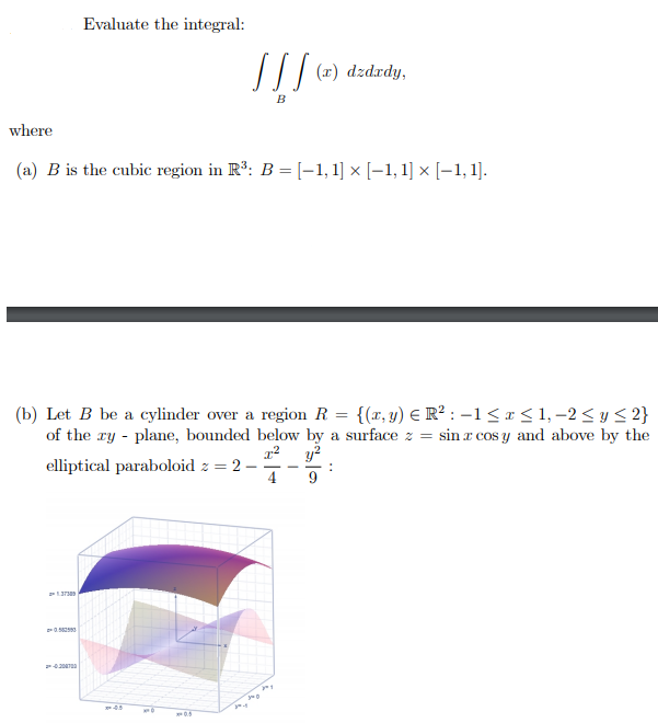 Solved Evaluate the integral: (x) dzdrdy, where (a) B is the | Chegg.com