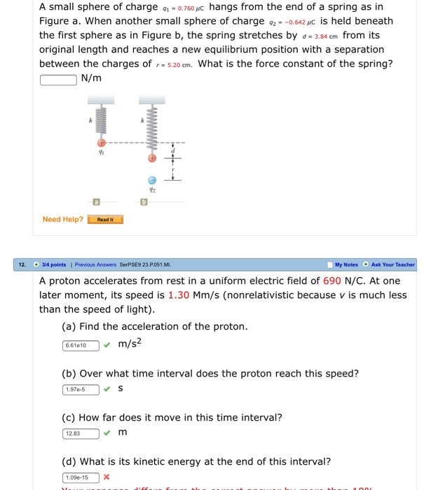 Solved A proton moves at 4.20 × 105 m/s in the horizontal