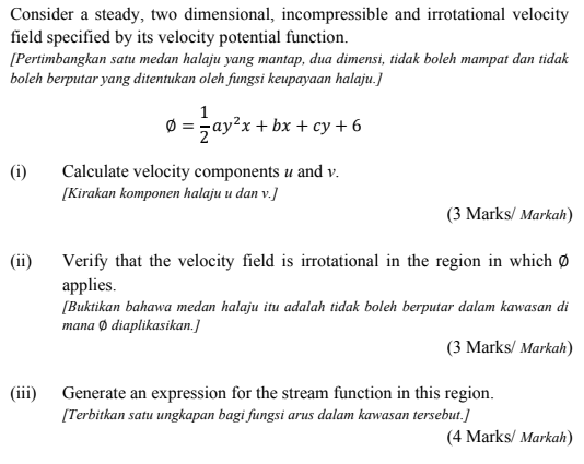 Solved Consider a steady, two dimensional, incompressible | Chegg.com