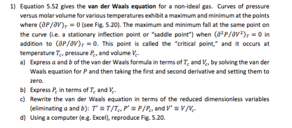 Non-Ideal Gases and the Van der Waals Equation 