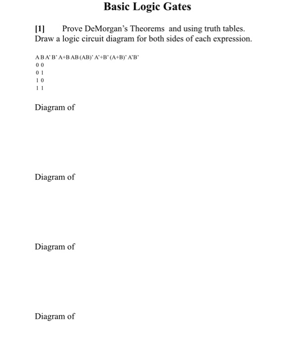 Theorem Module Logic Gates Solved Basic Logic Gates Prove DeMorgan's Theorems and using | Chegg.com