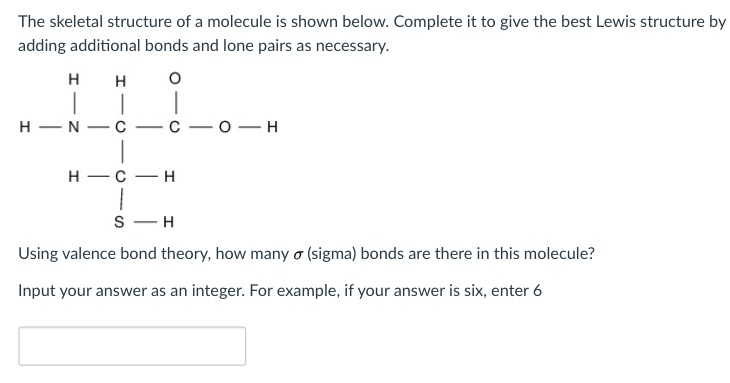 Solved The skeletal structure of a molecule is shown below. | Chegg.com