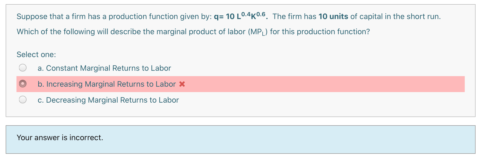 Solved Suppose that a firm has a production function given | Chegg.com