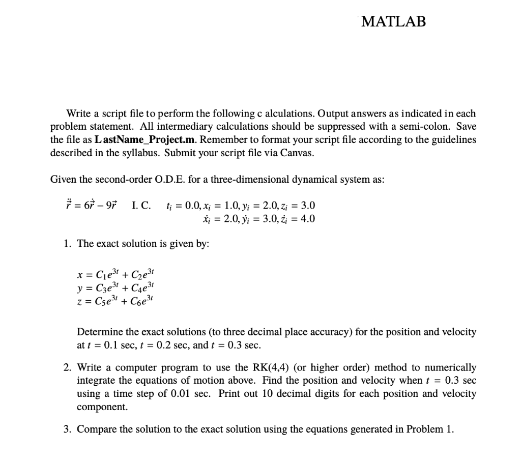 Solved Write a script file to perform the following c | Chegg.com