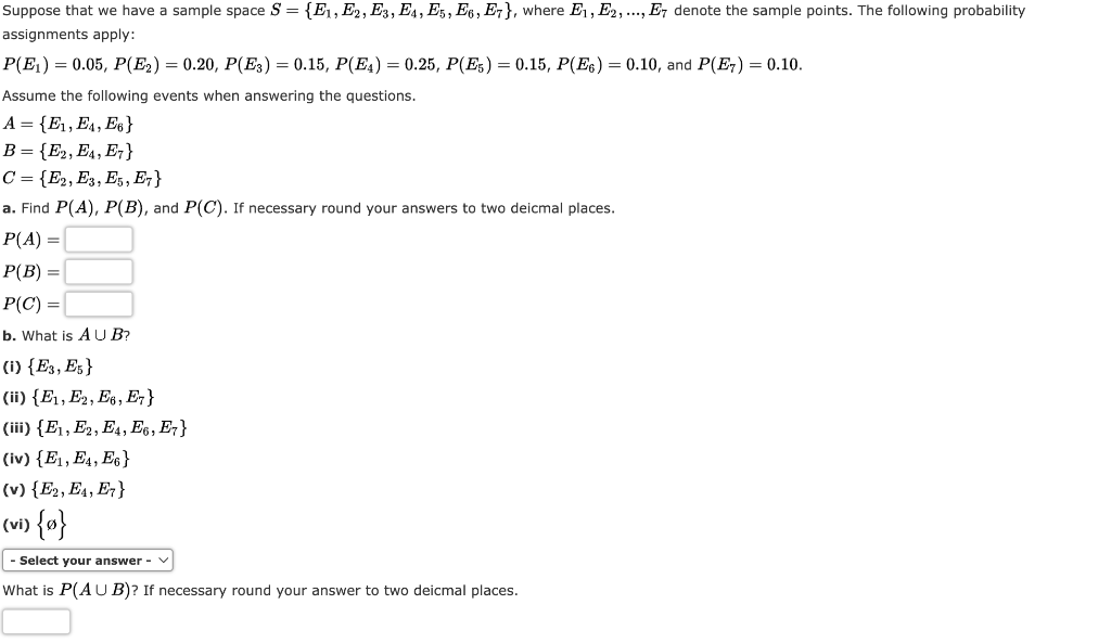 Solved Suppose that we have a sample space | Chegg.com