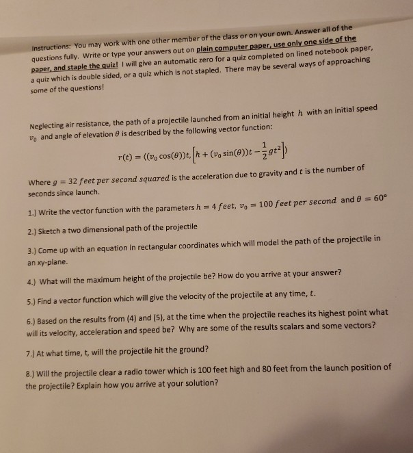 Solved Instructions: You may work with one other member of | Chegg.com