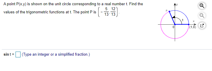 Solved A point P(x,y) is shown on the unit circle | Chegg.com