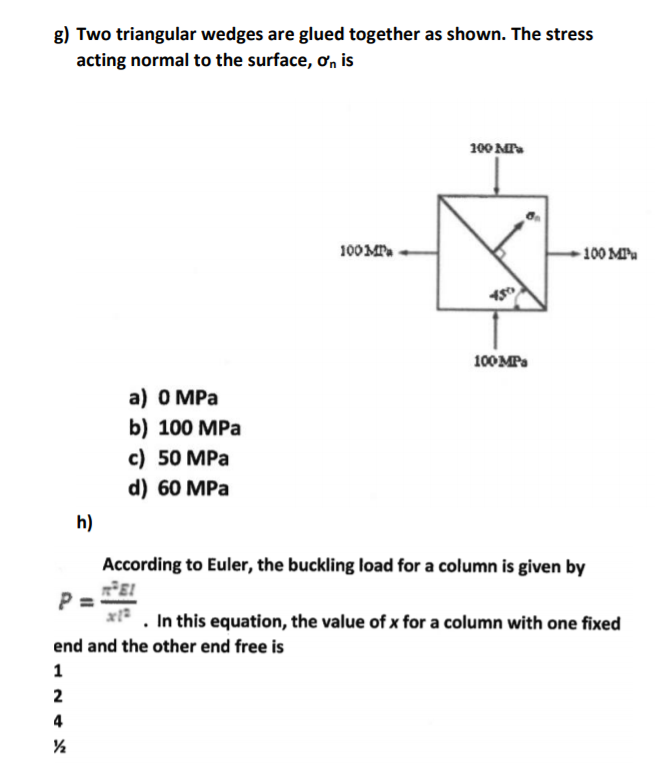 Solved The length, 1, of a column divided by r is one of the | Chegg.com