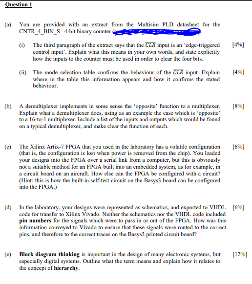 Question 1 (a) [4%) You are provided with an extract | Chegg.com