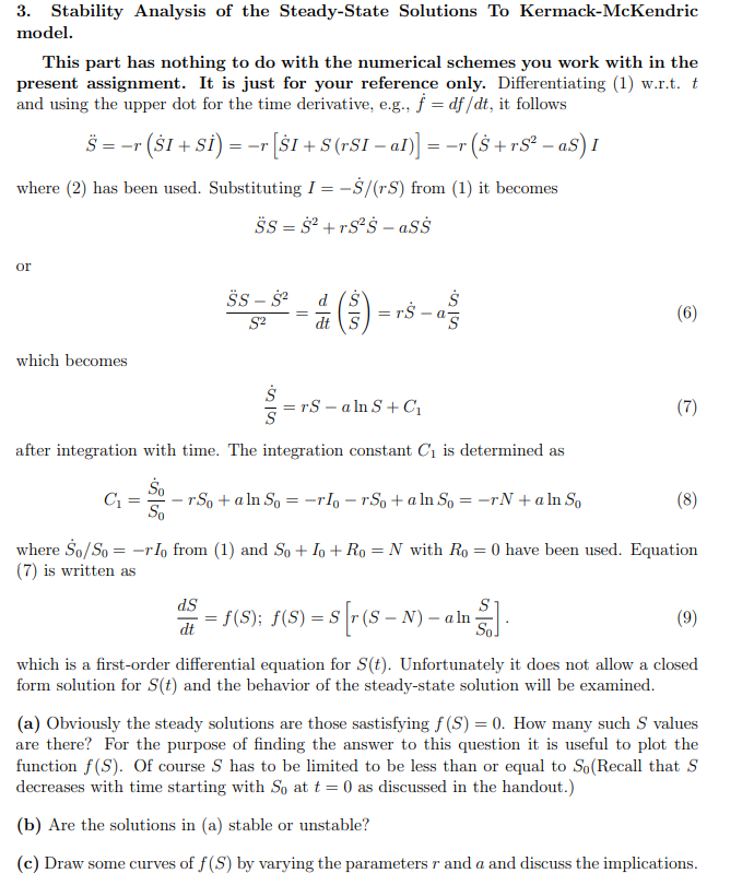 Solved 3. Stability Analysis Of The Steady-State Solutions | Chegg.com