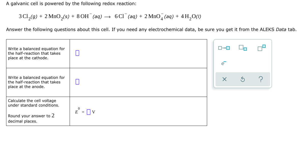 A Galvanic Cell Is Powered The Following Redox Chegg 