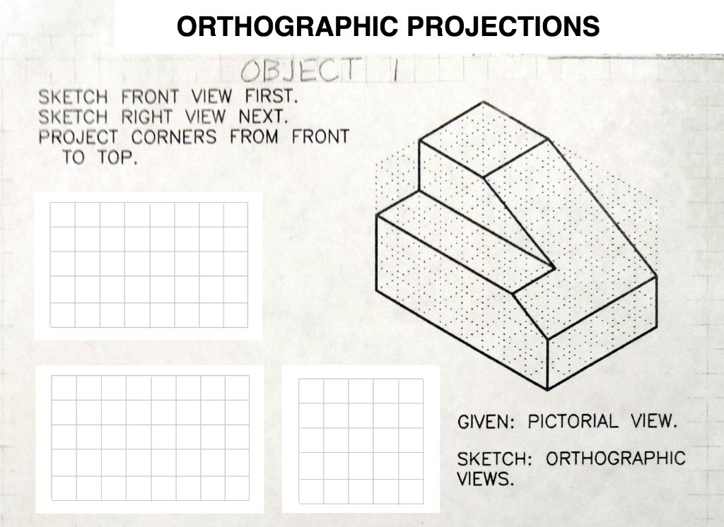 Solved ORTHOGRAPHIC PROJECTIONS SKETCH FRONT VIEW FIRST. | Chegg.com