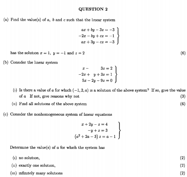 Solved QUESTION 2 (a) Fınd The Value(s) Of A, B And C Such | Chegg.com