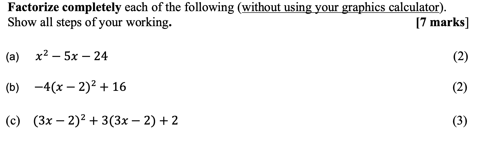 Solved Factorize completely each of the following (without | Chegg.com