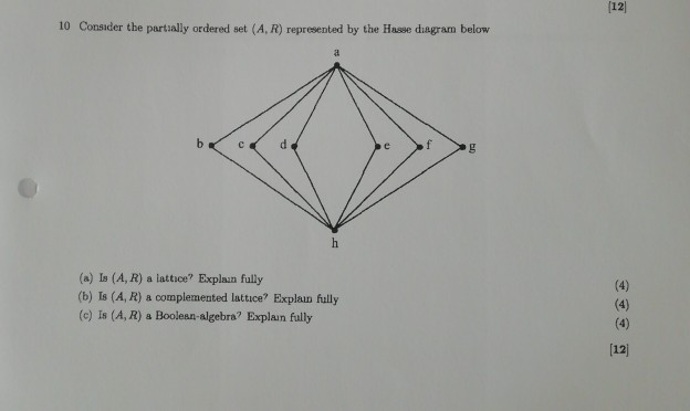 Solved 12 10 Consider the partially ordered set (A, R) | Chegg.com